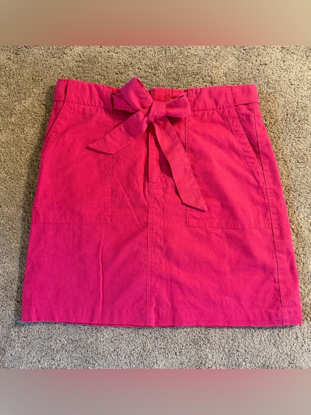 J.Crew Pink Tie Waist Mini Skirt | Linen Blend | Size 12